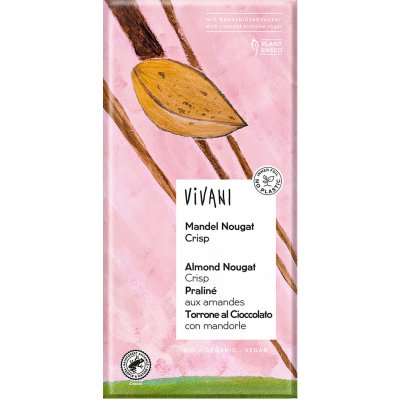 VIVANI Bio hořký mandlový nugát s kousky mandlí 80 g – Zbozi.Blesk.cz