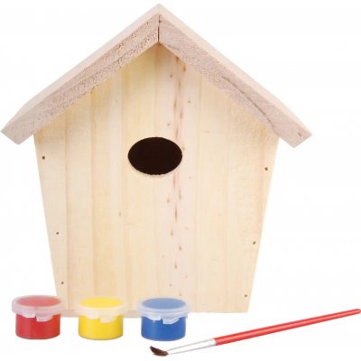 Esschert Design Budka pro ptáčky Best for Birds s barvami a štětcem 15 x 12 x 20 cm přírodní – Hledejceny.cz