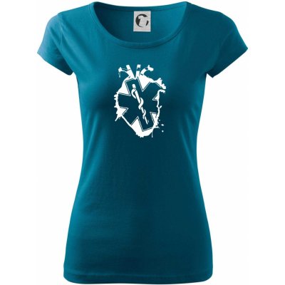 Zdravotnické srdce Pure dámské triko Petrolejová