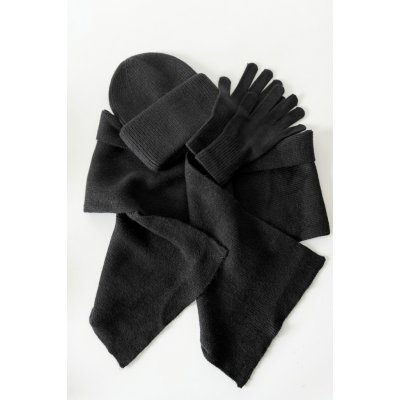 Lea Lab Pletený set čepice šály a rukavic Black – Hledejceny.cz