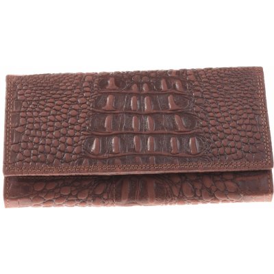 Kubát Kůže Dámská luxusní kožená hnědá peněženka designovaná 733632 Kroko – Zboží Mobilmania