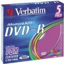 Verbatim DVD-R 4,7GB 16x, Advanced AZO+, slimbox, 5ks (43557)