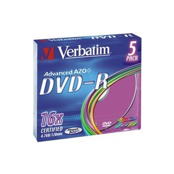 Verbatim DVD-R 4,7GB 16x, Advanced AZO+, slimbox, 5ks (43557)