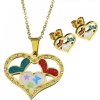 Impress Jewelry sada šperků z oceli barevné srdíčka zlatá 181022111222