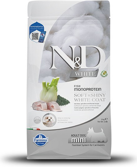 N&D dog White Adult mini sea bass spirulina & fenel 2 kg