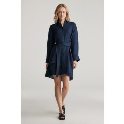 GANT REL LINEN BELTED SHIRT DRESS EVENING BLUE