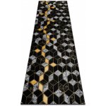 Dywany Łuszczów Gloss 400B 86 3D geometric black/gold Černá – Zboží Mobilmania