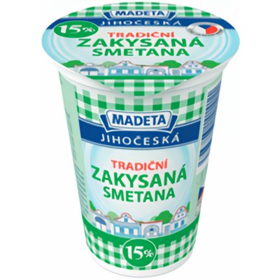 Madeta Jihočeská tradiční zakysaná smetana (15%) 180g – Zboží Dáma
