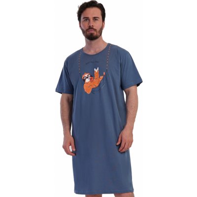 Pánská noční košile s vtipným potiskem Lenochod „NAP ALL DAY“ 1P1971 modrá – Zboží Mobilmania