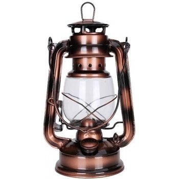 Petrolejová lampa kovová 25 cm bronzová.