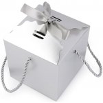 Pro Háčkování Dárková krabička se stuhou čtverec 10 cm stříbrná – Zboží Živě