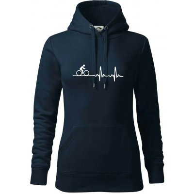 Cyklo ekg kolo mikina dámská Cape s kapucí Námořní modrá velmi tmavá téměř černá – Zboží Dáma