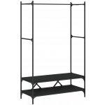 vidaXL Věšák na kabáty s policemi Černý dřevěný materiál – Zboží Mobilmania