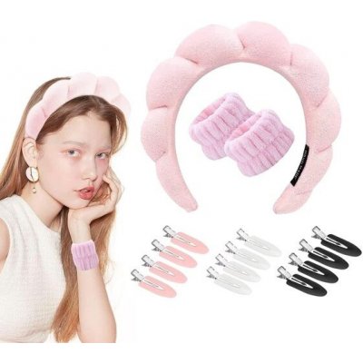 Čelenka do lázní pro ženy, dámská čelenka s houbičkou na make-up, houbičky na péči o pleť, savé – Zboží Dáma