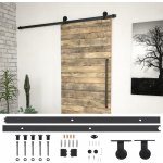Sada příslušenství pro posuvné dveře 200 cm ocelová černá – Zbozi.Blesk.cz