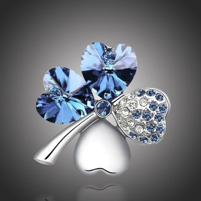 Sisi Jewelry brož Swarovski Elements Čtyřlístek B1060-X9554/9 Světle modrá – Zboží Dáma