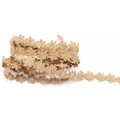 Vzdušná krajka kytička - světle kakaová- šířka 1,2 cm – Zboží Dáma