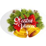 Bondecor Vánoční dřevěná dekorace - ovál "Šťastné Vánoce - zvonky" 18x11cm – Hledejceny.cz