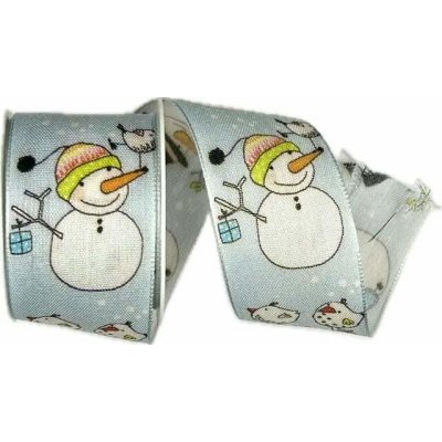 Stuha vánoční HAPPY SNOWMAN BLUE světle modrá 40mm x 2m (14,-Kč/m) – Zboží Dáma