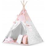 Nukido teepee stan pro děti s girlandou a světly růžový – Hledejceny.cz