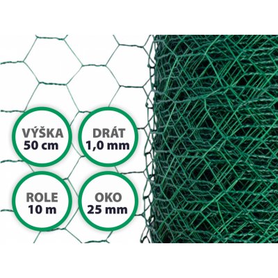 Králičí pletivo - zelené (PVC), oko 25 mm, výška 50 cm, role 10 m – Hledejceny.cz