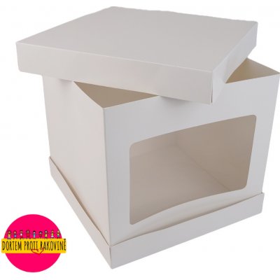 Cake star dortová krabice bílá s okénkem (33 x 33 x 30 cm) – Zboží Dáma