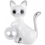 Prima-obchod Brož kočka 4 bílá perla 118993 – Zboží Dáma