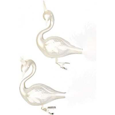 LAALU Vánoční ozdoby -labuť s peřím na klipu bílá 12 cm 2 ks – Zboží Dáma