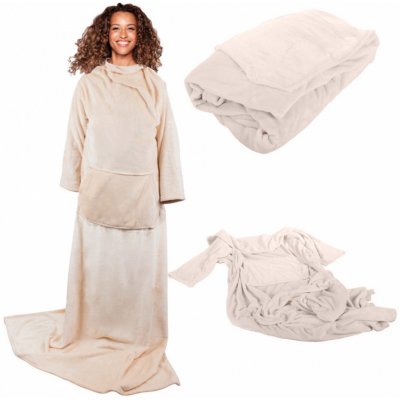 Verk Fleecová deka s rukávy 140x200cm béžová – Zboží Mobilmania