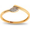 Prsteny iZlato Forever Zlatý prsten s lístkem ozdobeným zirkony IZ30308