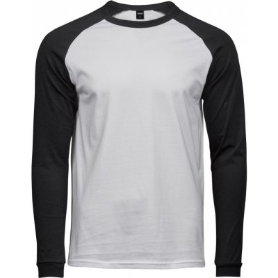 Tee Jays pánské baseballové triko s dlouhým rukávem Bílá Černá – Zboží Mobilmania