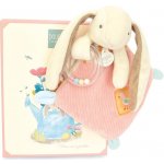 Doudou Dárková sada růžová Králíček Ciboulette s chrastítkem 21 cm – Zboží Dáma