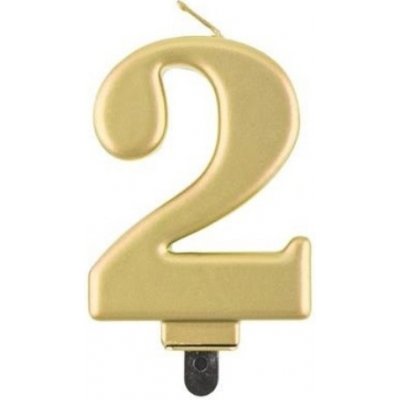 Godan Svíčka narozeninová číslice 2 metalická zlatá 8 cm – Zboží Mobilmania