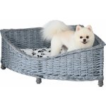 PawHut Pohovka pro psy Rat Pet Bed pro malé kočky a psy Pet Sofa Cat Sofa Soft Cover Corner Dog Bed Dog Couch Willow Plush Šedá – Zboží Mobilmania