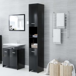Nábytek XL Koupelnová skříňka černá 30 x 30 x 183,5 cm kompozitní dřevo