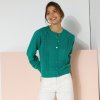 Dámský svetr a pulovr Blancheporte Ažurový svetr na knoflíky zelená
