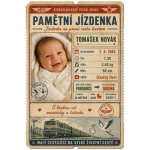 Bezvadary.cz | Originální dárek k narození dítěte – pamětní jízdenka s vlastní fotografií - A4 (30x21cm) jízdenka 20 – Sleviste.cz