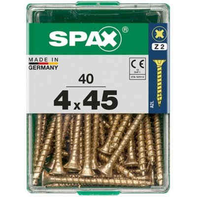 Spax Uni vrut zápust.hlava PZ/Z2 4CUT a plným závitem Yellox 4 x 45 mm 40 ks – Hledejceny.cz