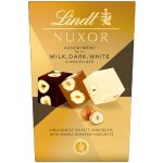 Lindt Nuxor Mléčná, hořká a bílá čokoláda s celými a mletými jádry lískových ořechů 150 g – Sleviste.cz