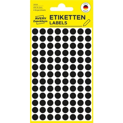 Avery Zweckform 3009 etikety 8mm 4 ks černé – Zboží Dáma