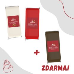 SweetArt hmota s příchutí marcipánu White a vanilková Red + hmota s kakaem 1 kg