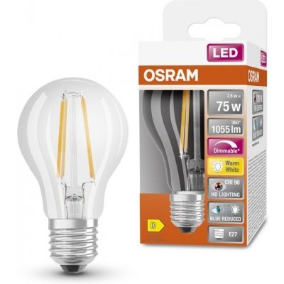 Osram 4058075602496 Stmívatelná LED průhledná žárovka E27 7,5 W SUPERSTAR, teplá bílá – Hledejceny.cz