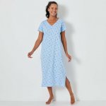 dlouhá košile s krátkými rukávy a potiskem květinek ledově modrá – Zboží Dáma