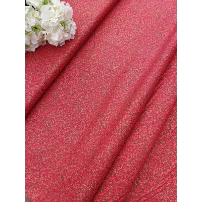 Látka 100% bavlna - zelené vánoční bobule na červené – Sleviste.cz