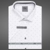 Pánská Košile AMJ pánská bavlněná košile krátký rukáv slim fit VKSBR1365 vzorovaná bílá