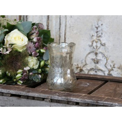 Stříbrná antik skleněná dekorační vázička Gria - Ø 9*14cm - Chic Antique – Hledejceny.cz