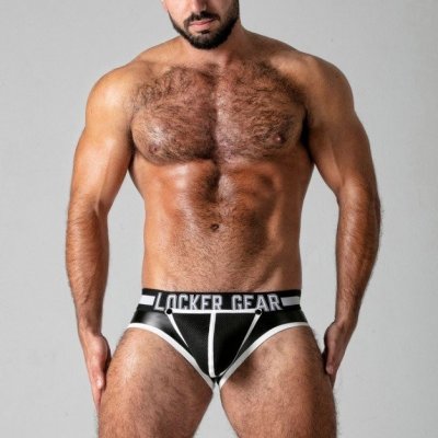 Slipy Locker Gear LK0522 Full Access Brief pánské slipy se zipem vzadu bílé