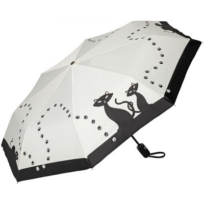 Von Lilienfeld černé kočky dámský skládací deštník bílý – Zboží Mobilmania
