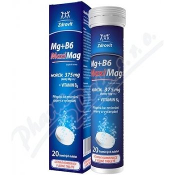 Zdrovit MaxiMag Hořčík 375 mg + B6 20 šumivých tablet