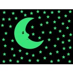 Nalepte.cz Svítící měsíc a hvězdy samolepky na zeď arch, rozměry 20 x 20 cm – Zboží Mobilmania